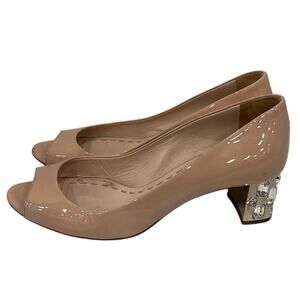 Miu Miu Patent Leather Crystal Embellishments Pumps